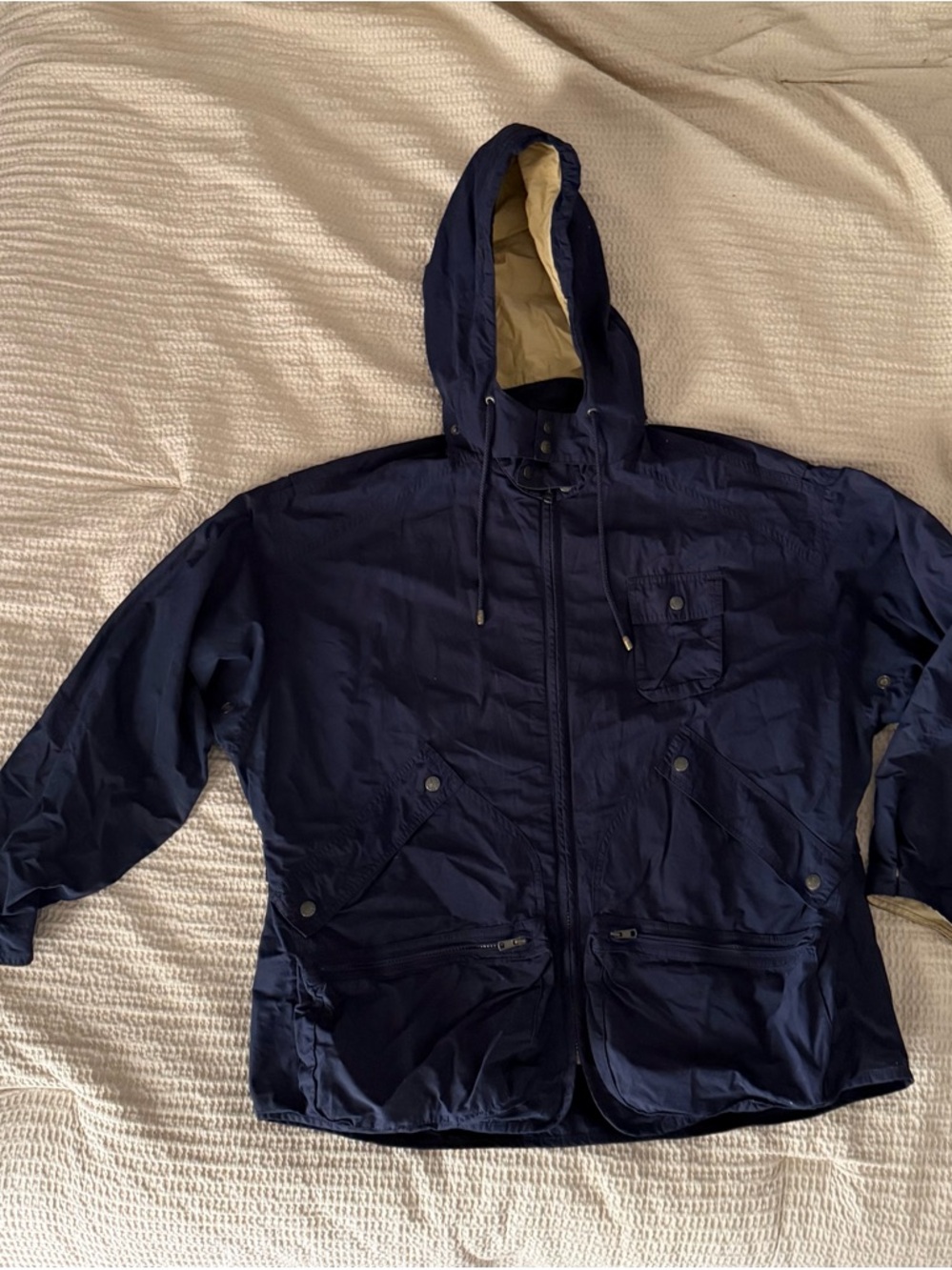 Vintage Y2K banana republic Men's Hooded Navy Blue Utility Jacket